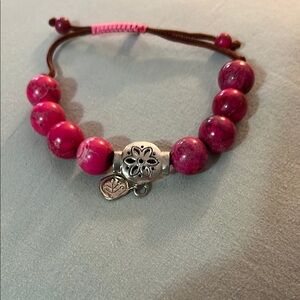 Silpada Pink Beaded Bracelet with Silver Accents
